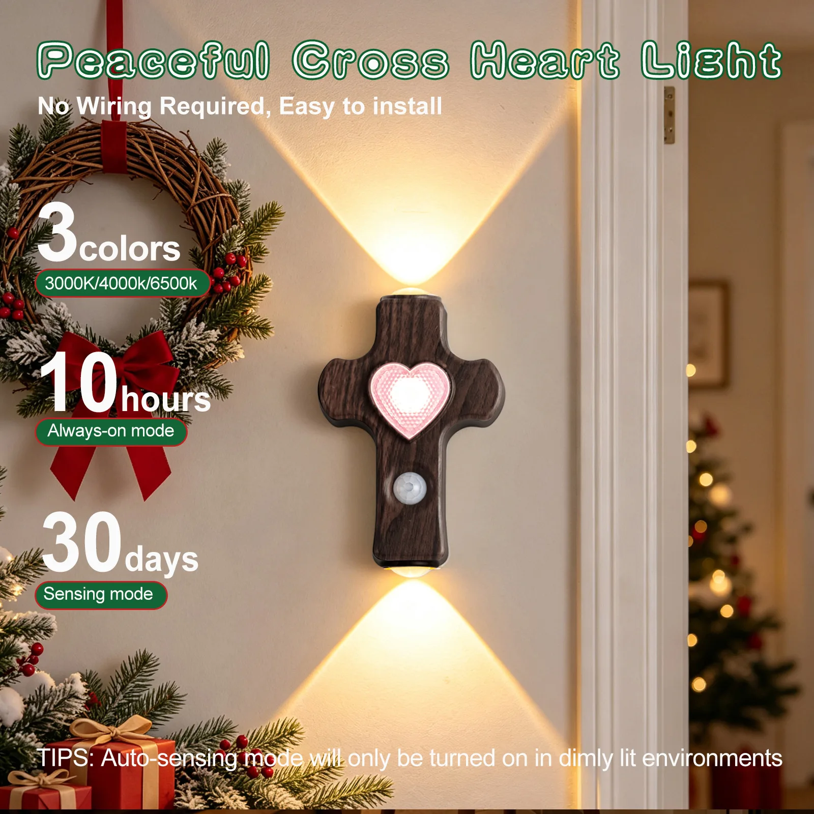 New LED Cross-Style Sensor Wall Lamp, Charging Version, Creative Atmosphere Wall Lamp for Bedroom, Magnetic Wall Lamp