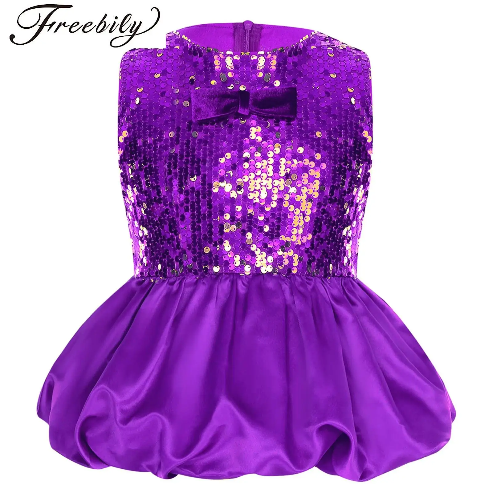 

Блестящий танцевальный комплект с блестками для девочек, наряд для джазовых танцев, топ без рукавов с пышной баской и длинными штанами, костюм для выпускного вечера на день рождения