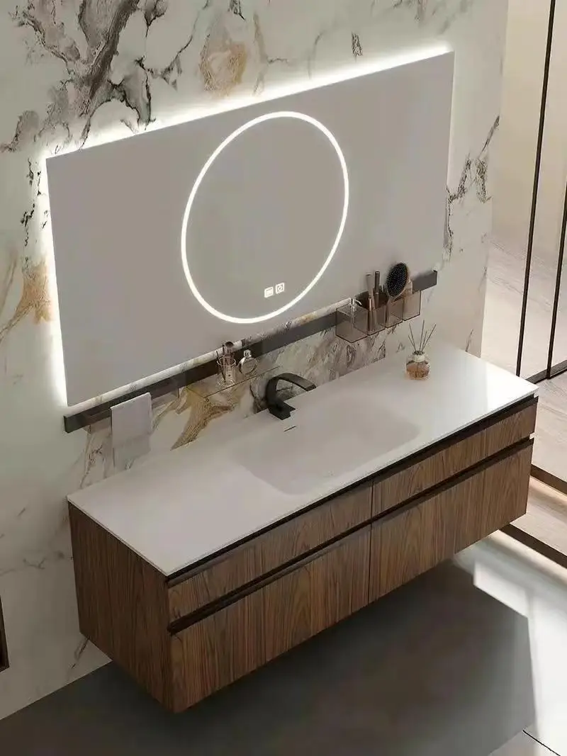#￥Hot selling customized modularization bathroom cabinet E0 grade particle board Customizable shape and size bathroom cabinet
