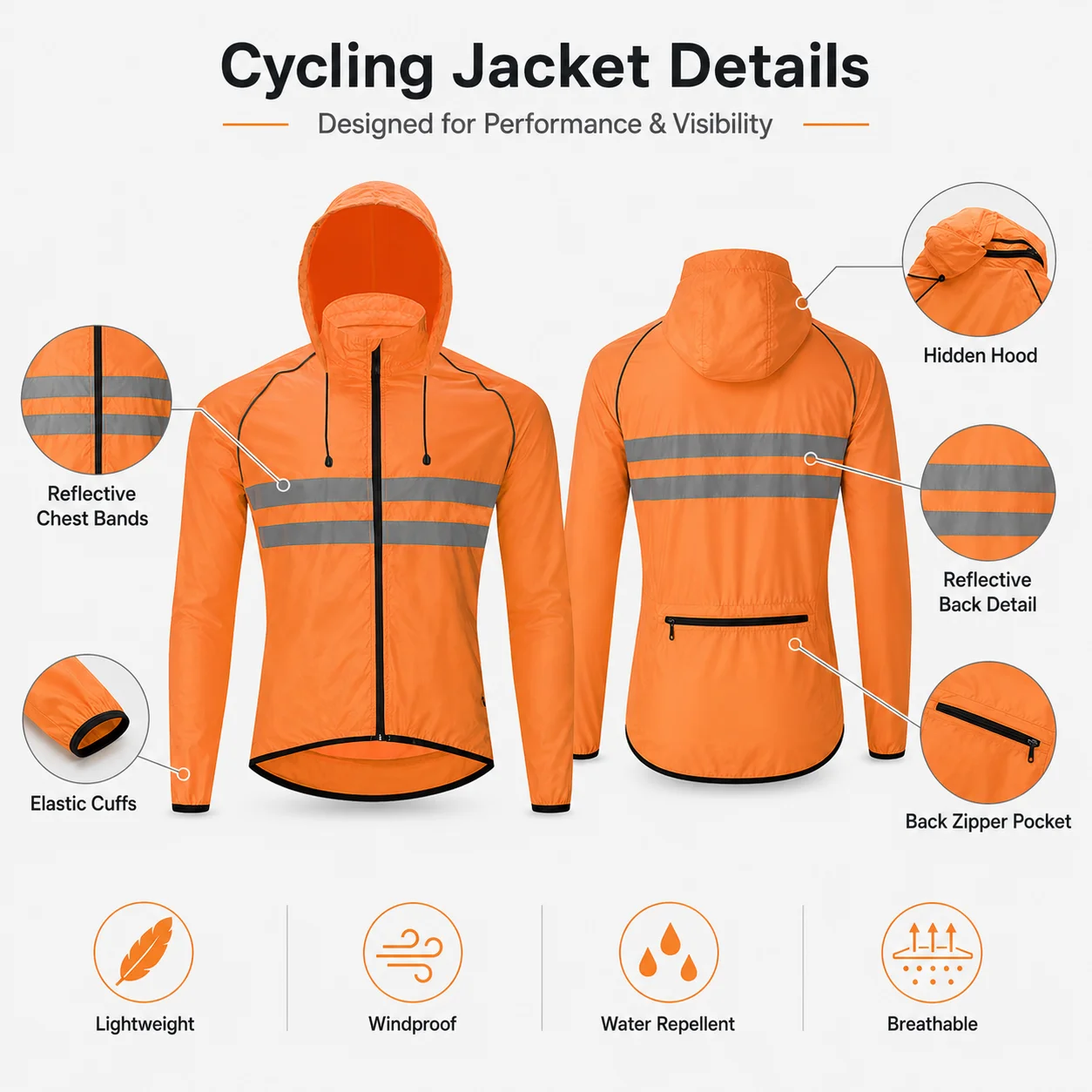Cycling Jacket Reflective Wind - Cycling Commute Jacket 评论和价格