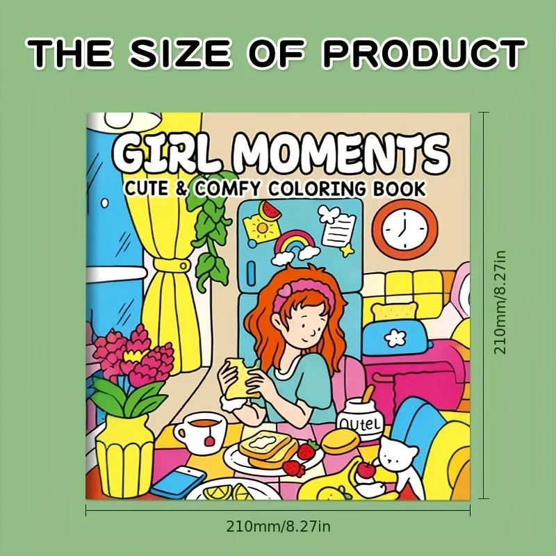 24 Page Fun Coloring Book, Warm Moments for Girls, Creative Entertainment, Fantasy Illustrations, Hand Drawn Art Drawing Book