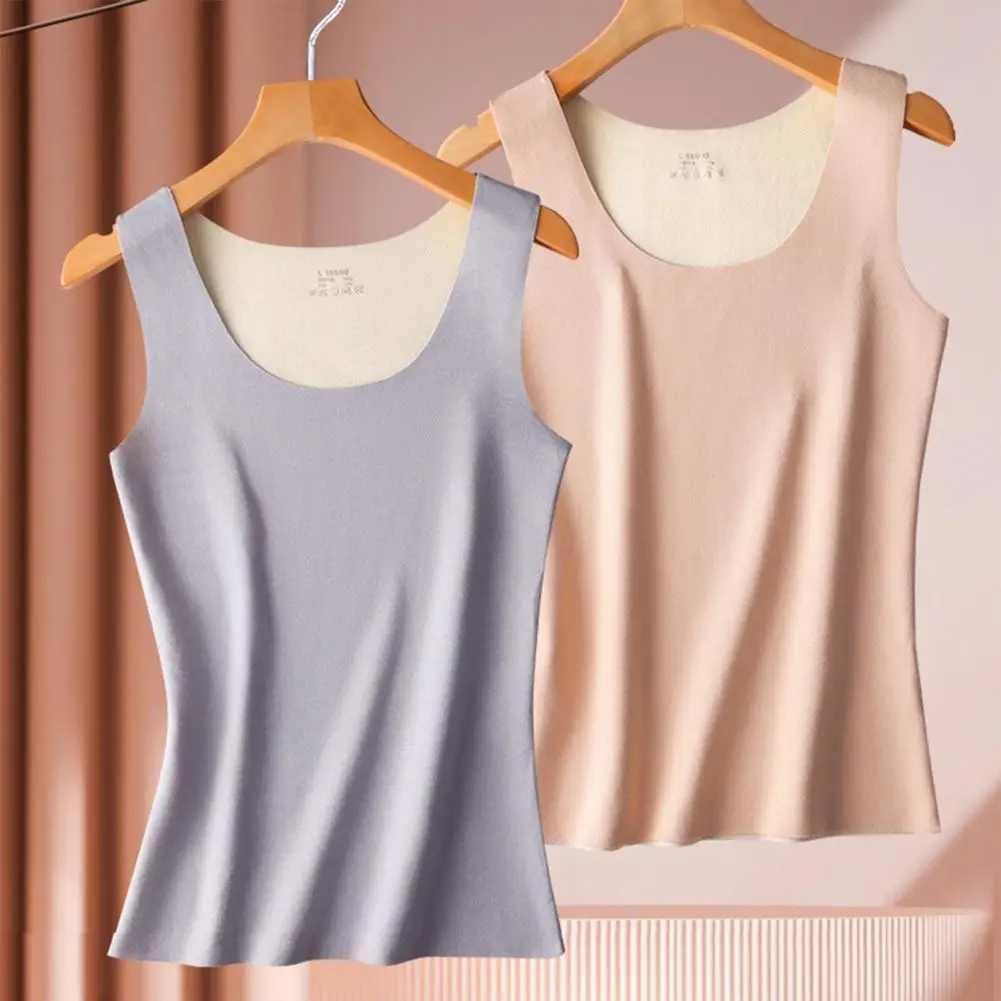 

Bottoming Vest Autumn Winter Bottoming Tops Women's Seamless Velvet Thermal Vest for Autumn Winter U-neck Sleeveless Tank Top