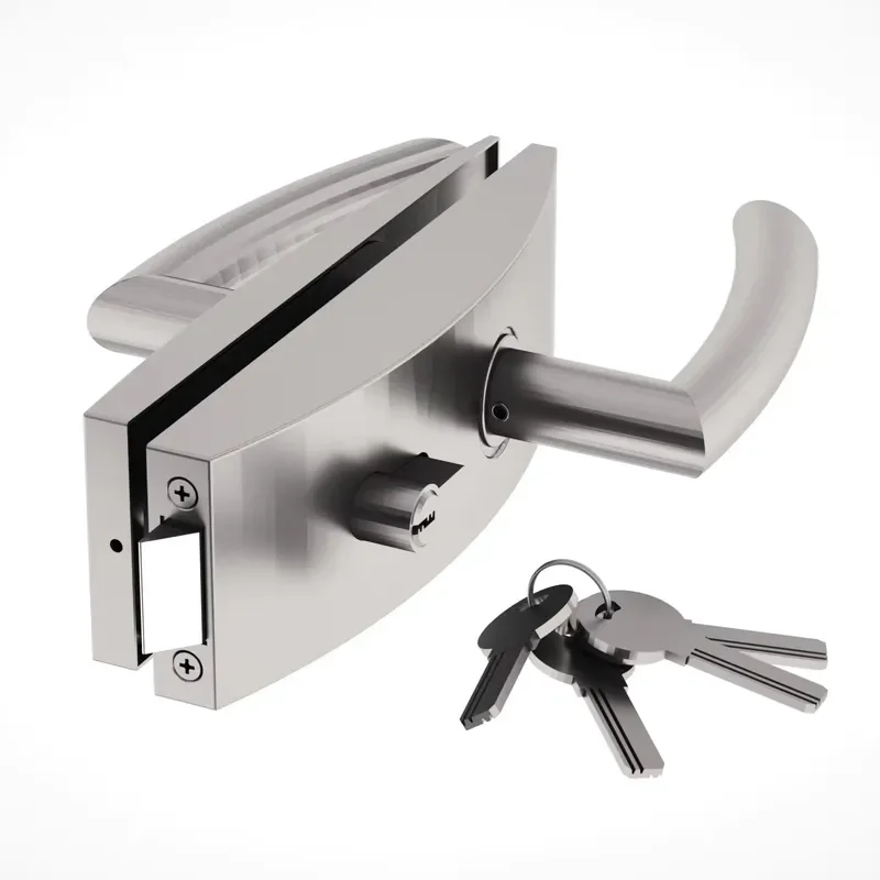 Stainless Steel Frameless Glass Door Lock for Sliding Shower Cabinet Heavy Duty Impact Resistant Hardware Bathroom Security