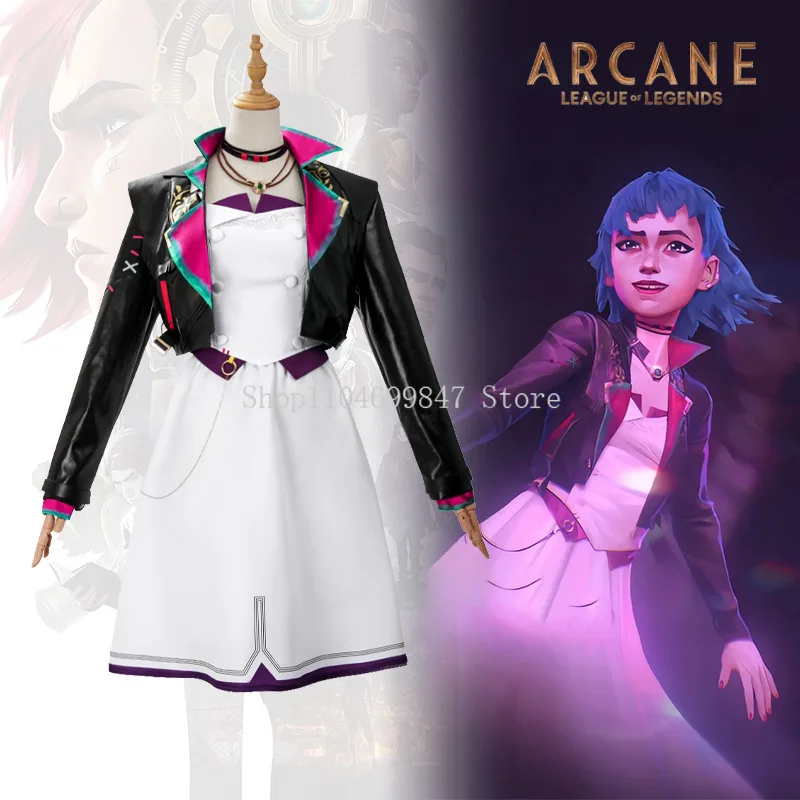 

Arcane LOL Powder Wig Jinx Cosplay Costume Women Girls Disguise Clothing Outfits Halloween Carnival Roleplay Suit XS-XXXL