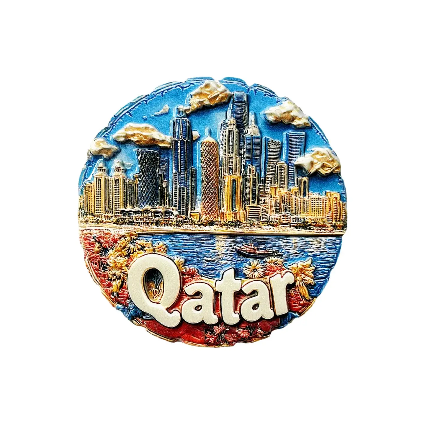 Middle East Qatar Travel Souvenir Resin Creative City Scenery Decorative Craft Magnetic Sticker Refrigerator Magnet Gift