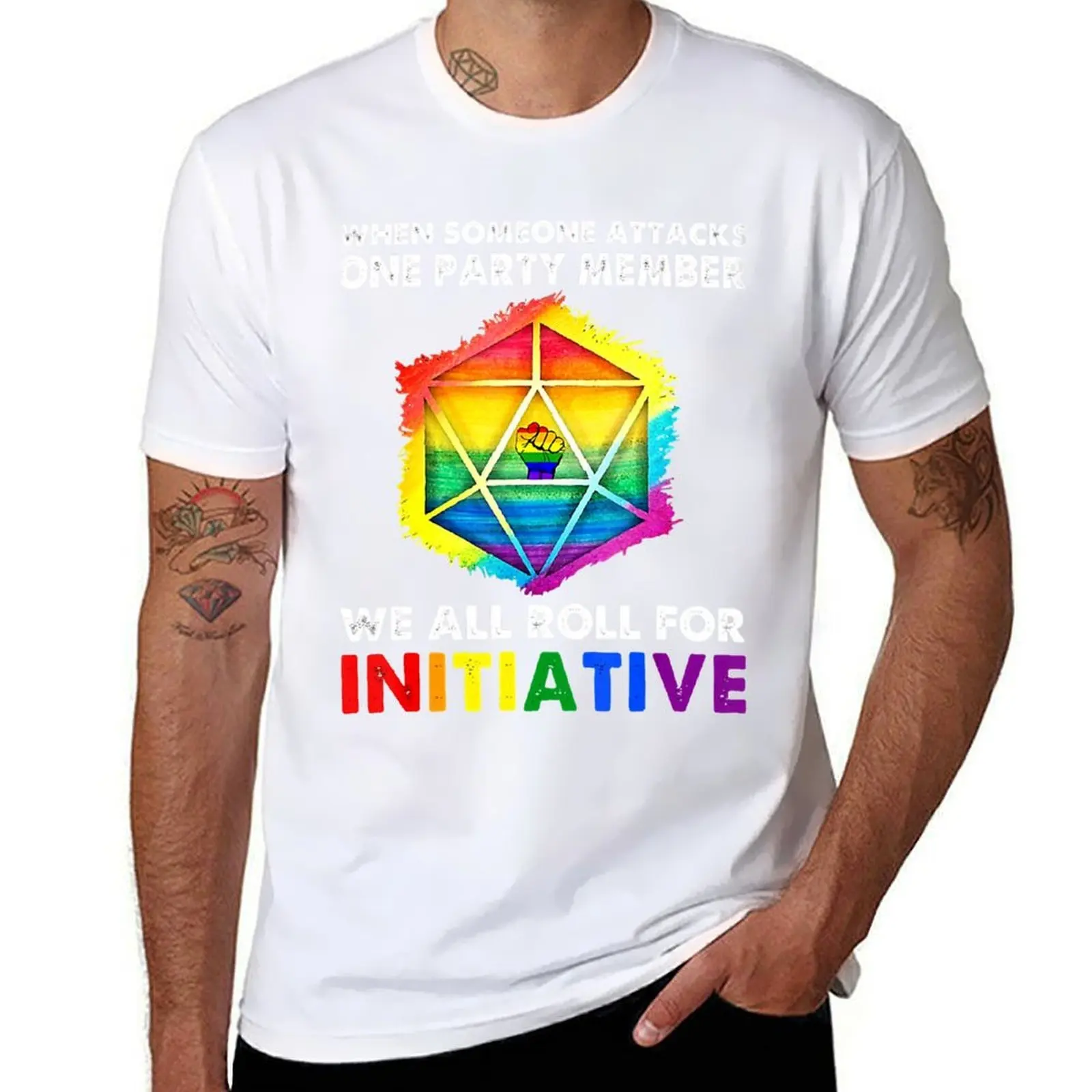

When Someone Attacks One Party Member LGBT Dice LGBT Pride T-Shirt man tshirt man t shirt designer T-Shirt