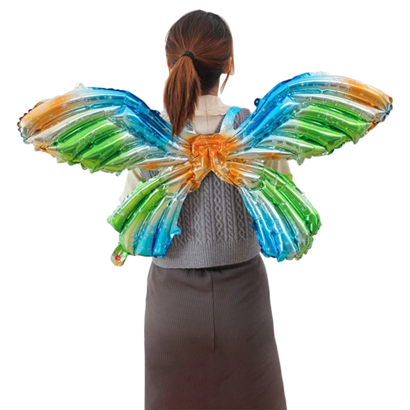 2pcs 3D Butterfly Wing Balloons DIY Backpack Rainbow Gradient Butterfly Foil Ballon Wedding Birthday Party Decorations Shower