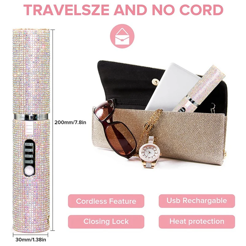 AT17 2 في 1 فرشاة تمليس الشعر الكهربائية USB، مكواة فرد الشعر، مشط متعدد الوظائف، أداة فرد الشعر