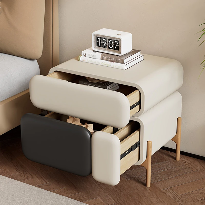 

Creative Aesthetic Bedside Table Cream Style Design Trendy Modern Nightstands Drawers Storage Mesita De Noche Bedroom Furniture