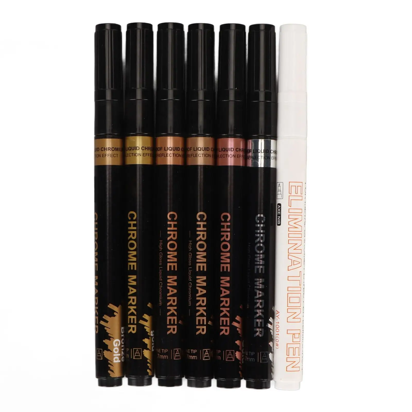 Mirror Marker Rose Gold Bronze Gold Silver Fade Resistant Metallic Paint Pen with Elimination Pen