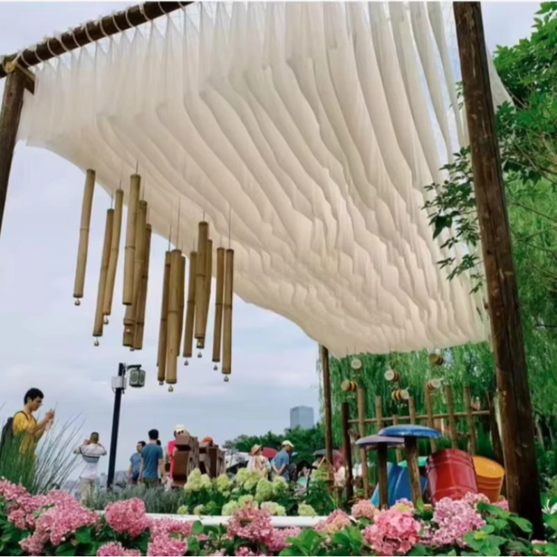 40M Long Ceiling Drapes Wedding Fluttering Drapes Homestay Hotel Balcony Corridor Decoration Hotel Outdoor Scenic Area Drapes - view 6