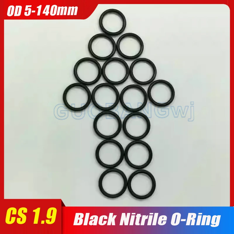 

5PC Black Rubber Ring NBR Sealing O Ring CS 1.9mm OD5/6/7/8/9/10-140mm Silicon High Pressure Repair Oil Resist Band Sealing Ring