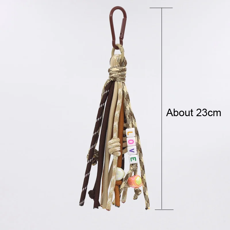 Modischer geflochtener Seil-Knoten-Schlüsselanhänger, trendiges Geschenk, DIY-Design, für Herren und Damen, Taschenanhänger, Quaste, Perle, Buchstabe, Liebes-Paar-Schlüsselanhänger – Detail 4
