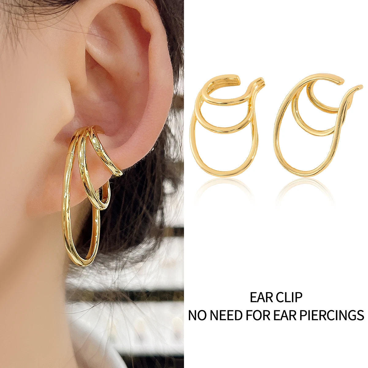 MHS.SUN New Women Simple Multi Layer Ear Cuff Without Piercing Ear Clip Earrings Non-Piercing Fake Cartilage Jewelry Party Gift