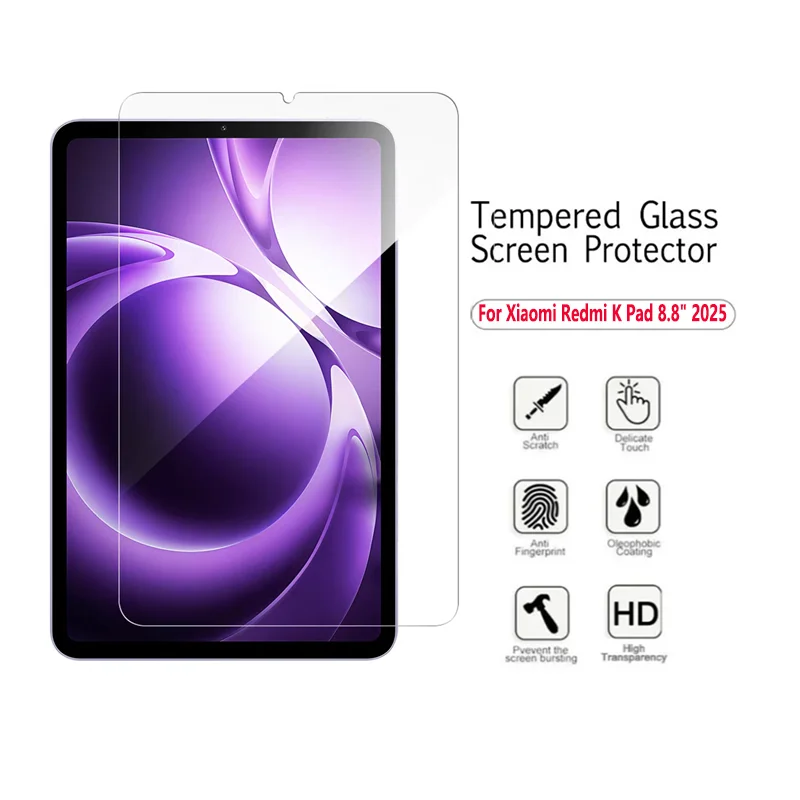 2 pezzi pellicola in vetro temperato per Xiaomi Redmi K Pad 8.8 pollici 2025 HD protezione schermo antigraffio per Redmi K Pad 2025 pellicola tablet