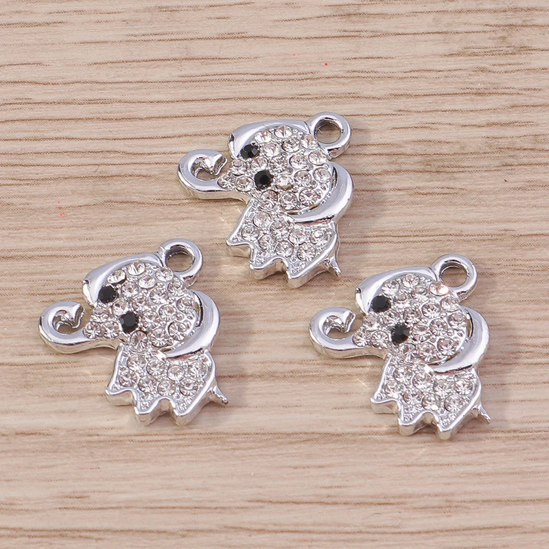 10 Stück 15 x 16 mm niedliche Kristall-Tier-Elefant-Anhänger für die Schmuckherstellung, Ohrringe, Halsketten, Armbänder, DIY-Bastelzubehör – Detail 4