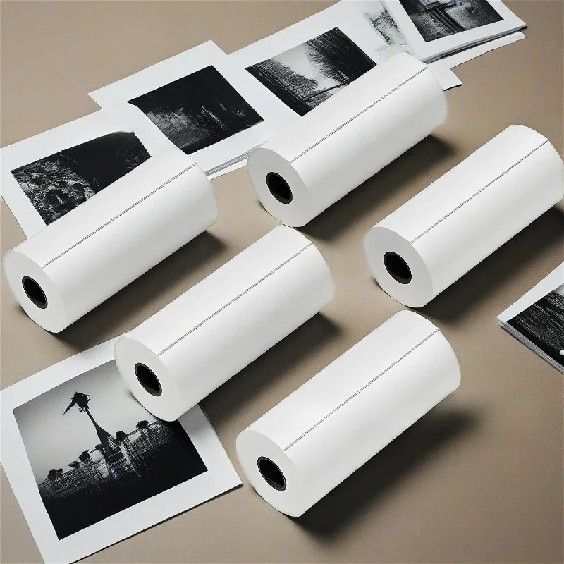 어린이용 열전사 용지 10개 세트, 열화상 카메라 용지 50X30mm 컬러 및 흑백 어린이용 롤링 페이퍼 프린터 용품