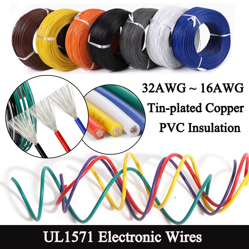 

UL1571 PVC Insulated 32 30 28 26 24 22 20 18 16AWG Tin-plated Copper Electronic Wire Environmental LED Line DIY Cord LED wire