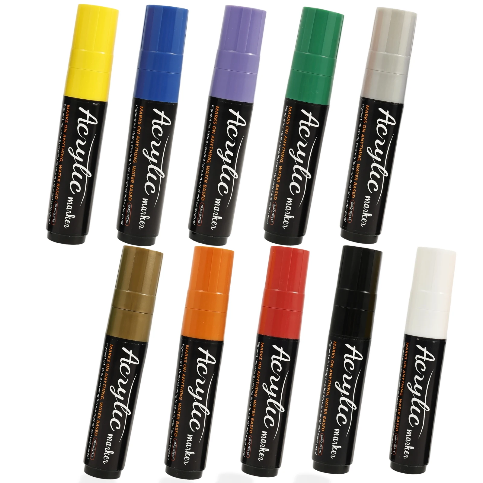 

10 Colors Acrylic Paint Marker 3-15mm Tip Width Jumbo Graffiti Markers for Rock Wood Glass Plastic Ceramics Fabric Paintings
