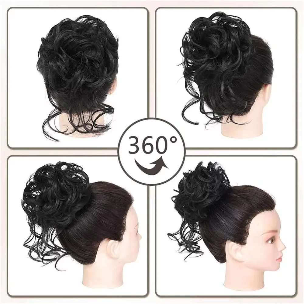 1 pz ciambella disordinata sintetica panini Chignon Tousled Updo con Clip artiglio ricci posticci Scrunchie estensioni dei capelli donne indossano parrucche