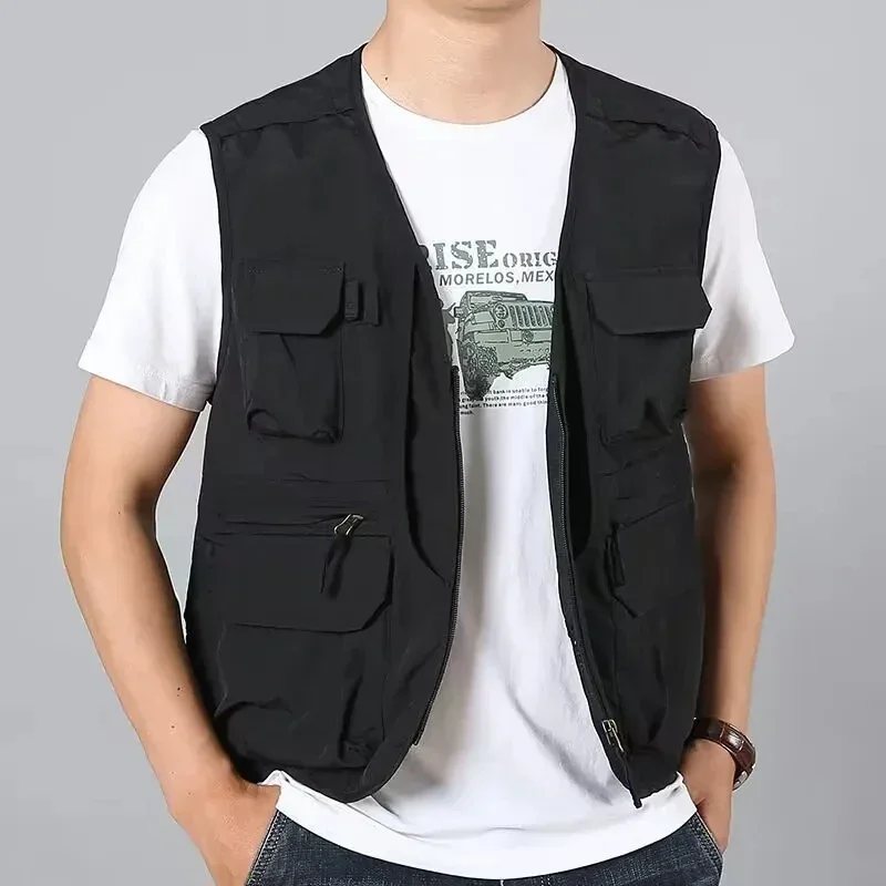 6XL Summer New Outdoor Vest Men Utility Tactical Multi-pocket Vest Techwear Outdoor Hiking Fishing Photography Safari Cargo Vest