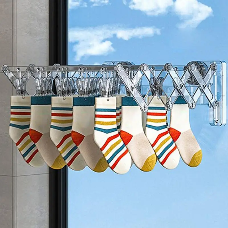 

Wall Mounted Sock Rack Laundry Clip Suction Cup Sock Hanger With Clip Wall Mounted Household Supplies Space-Saving Multipurpose