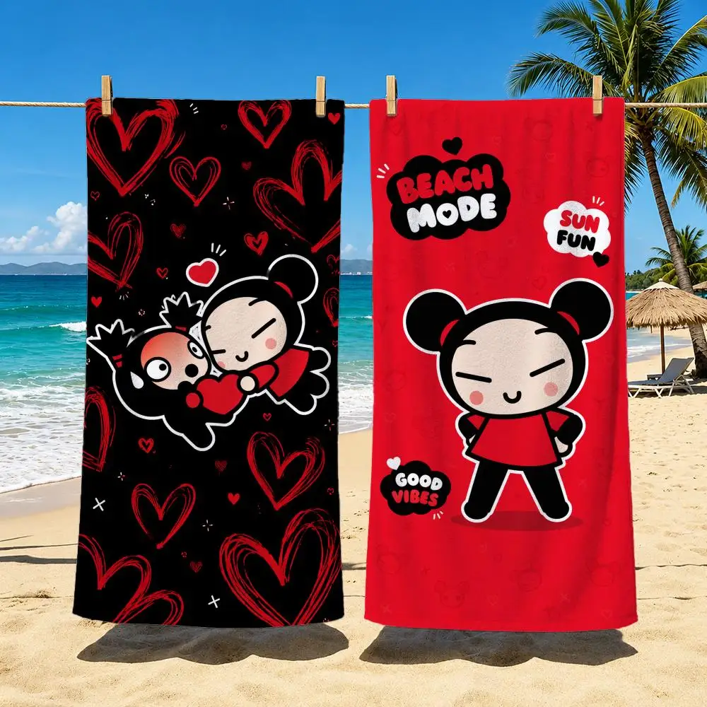 Animation Pucca Towel Towel Soft Pool Gift For Travel Gym Shower Cool Camping Quick Dry Sports  Large Beach Towel