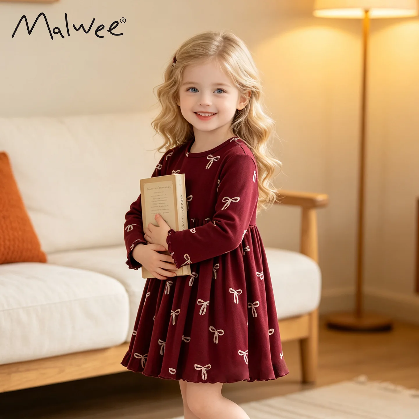 Girls' Long Sleeved Children's Dress Cotton, Autumn New Fashionable Casual Dress for Small and Medium-sized Children