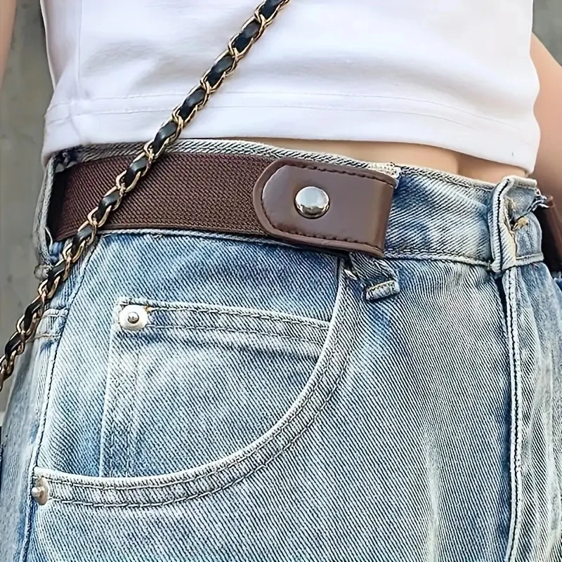 

No Buckle Casual Stretch Belt Adjustable Elastic Stretch Invisible Belts For Women Jeans Pants Waist Belt