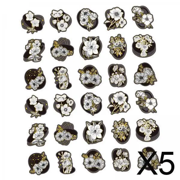 5 × 30 قطعة من ملصقات الزهور لشريط حساب اليد على الطراز القديم ملصق المزارعون المزخرف للحقيبة