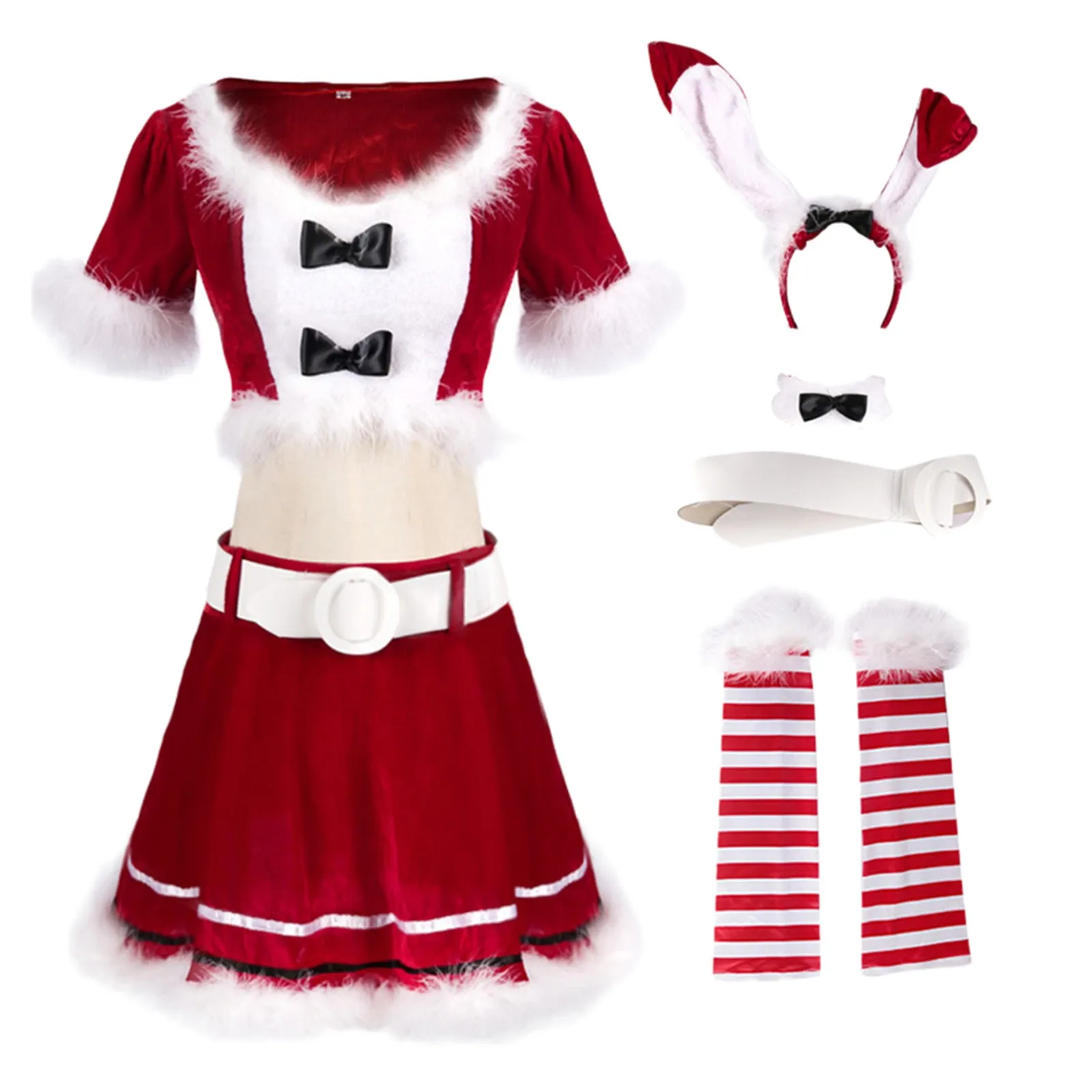 Mooie Rode Meid Lolita Jurk Kawaii Halloween Outfits Schort Meid Kawaii Kerstjurk Santa Claus Cosplay Kostuum Vrouwen