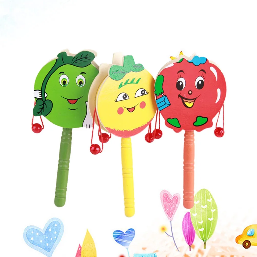 3 szt. Drewniany bęben falowy dla niemowląt, losowy kolor, koordynacja ręka-oko, edukacyjny bęben grzechotka, wielofunkcyjny