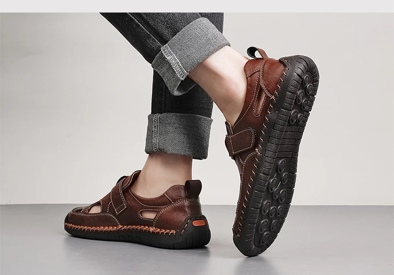 Bestseller Sommer Herren-Sandalen Outdoor Herren-Strandsandalen Handgefertigte Leder-Römersandalen Modische Herren-Wasser-Trekking-Sandalen – Detail 11