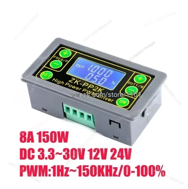 

Модуль генератора PWM-сигналов ZK-PP2K 8A для управления двигателем/лампой, двухрежимный, с ЖК-дисплеем, регулируемой частотой и коэффициентом заполнения