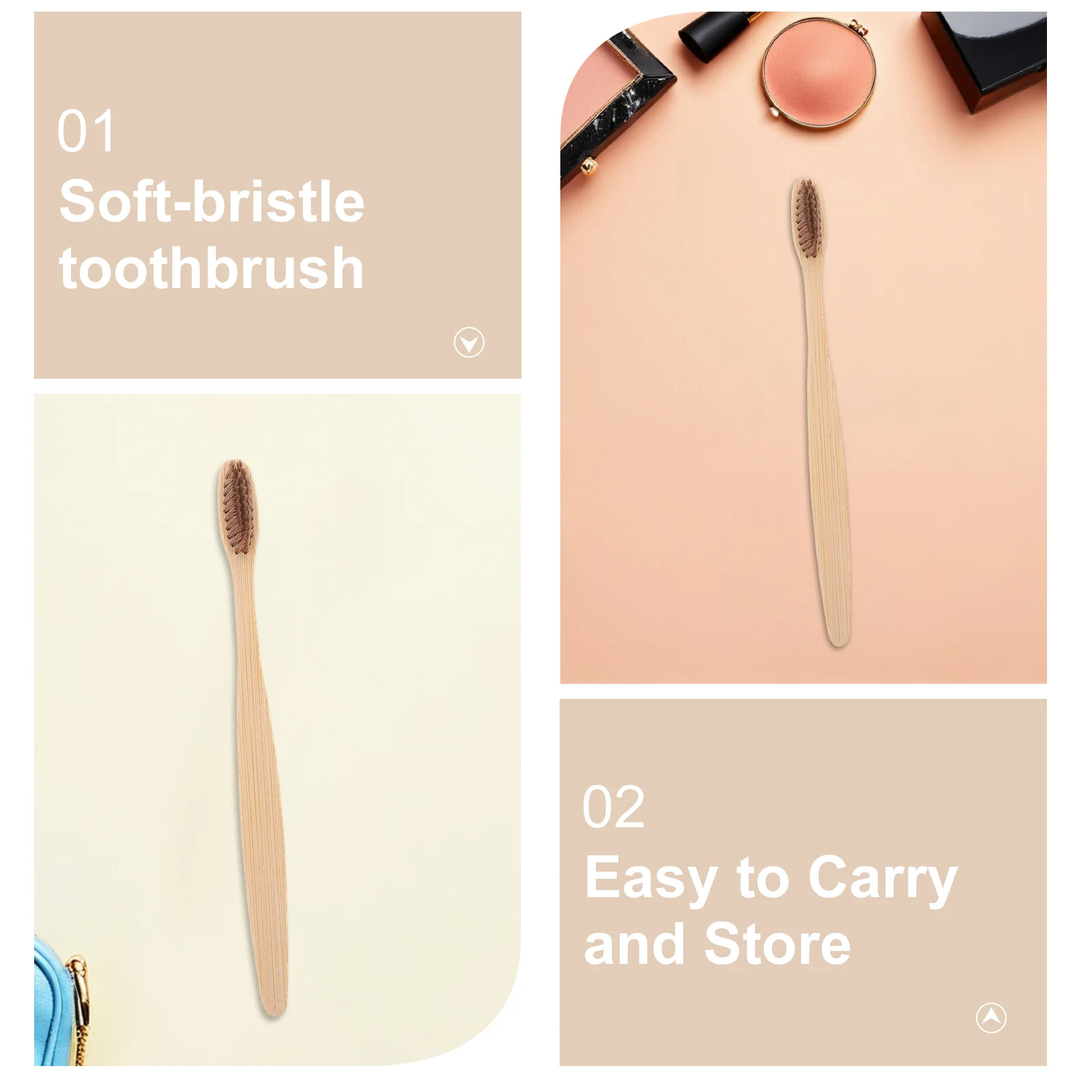 30 Buah Sikat Gigi Bambu Bulu Lembut Pegangan Nyaman Sikat Gigi Perjalanan Tahan Lama untuk Perawatan Mulut Sehari-hari Kayu Portabel