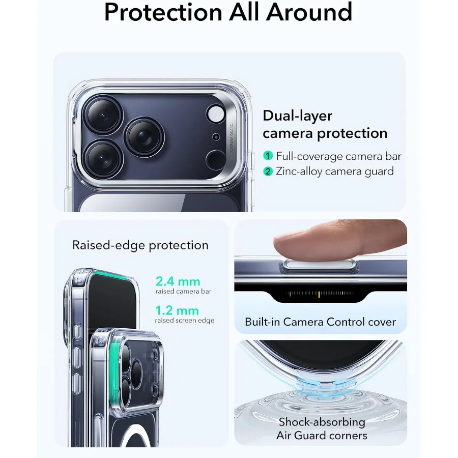 Per iPhone 17 Pro Custodia con supporto Stash Cover di controllo fotocamera compatibile con MagSafe Protezione anticaduta di livello militare magnetica