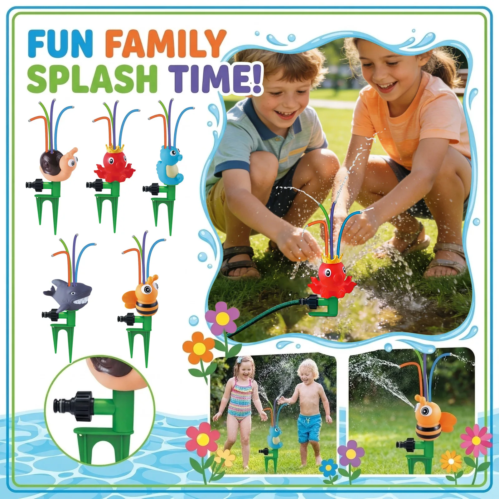 

Уличный вращающийся водный разбрызгиватель для сада, веселая летняя игрушка для совместных игр родителей и детей