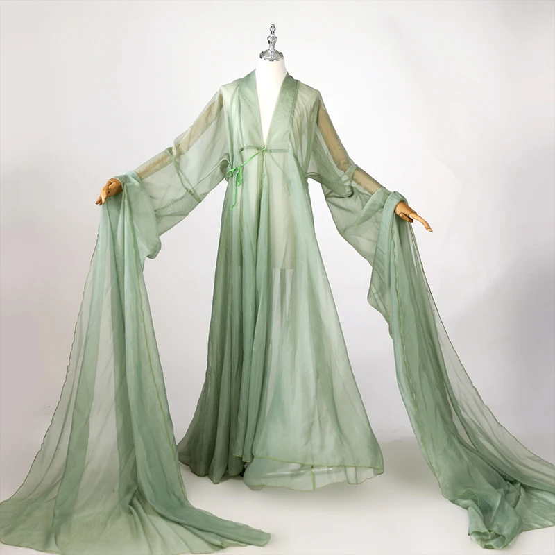 Immagine 4: Antico grande altalena Hanfu mantello maniche ad acqua cardigan Hanfu cappotto a maniche extra lunghe fata costume da spettacolo di danza popolare cinese