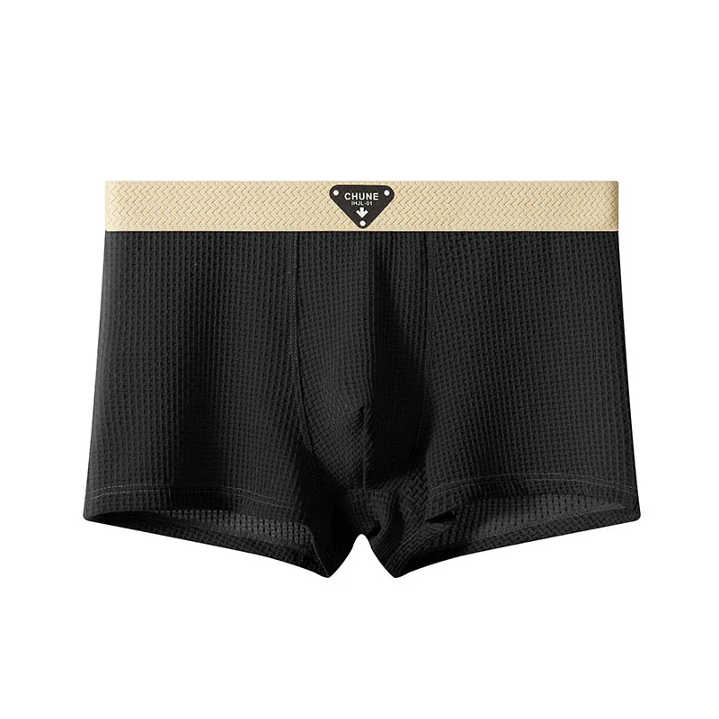 Men's Boxers Underwear Solid Middle Waist Large Size Breathable Panties U Convex Pouch Lingerie Underpants Bikini Slip Homme