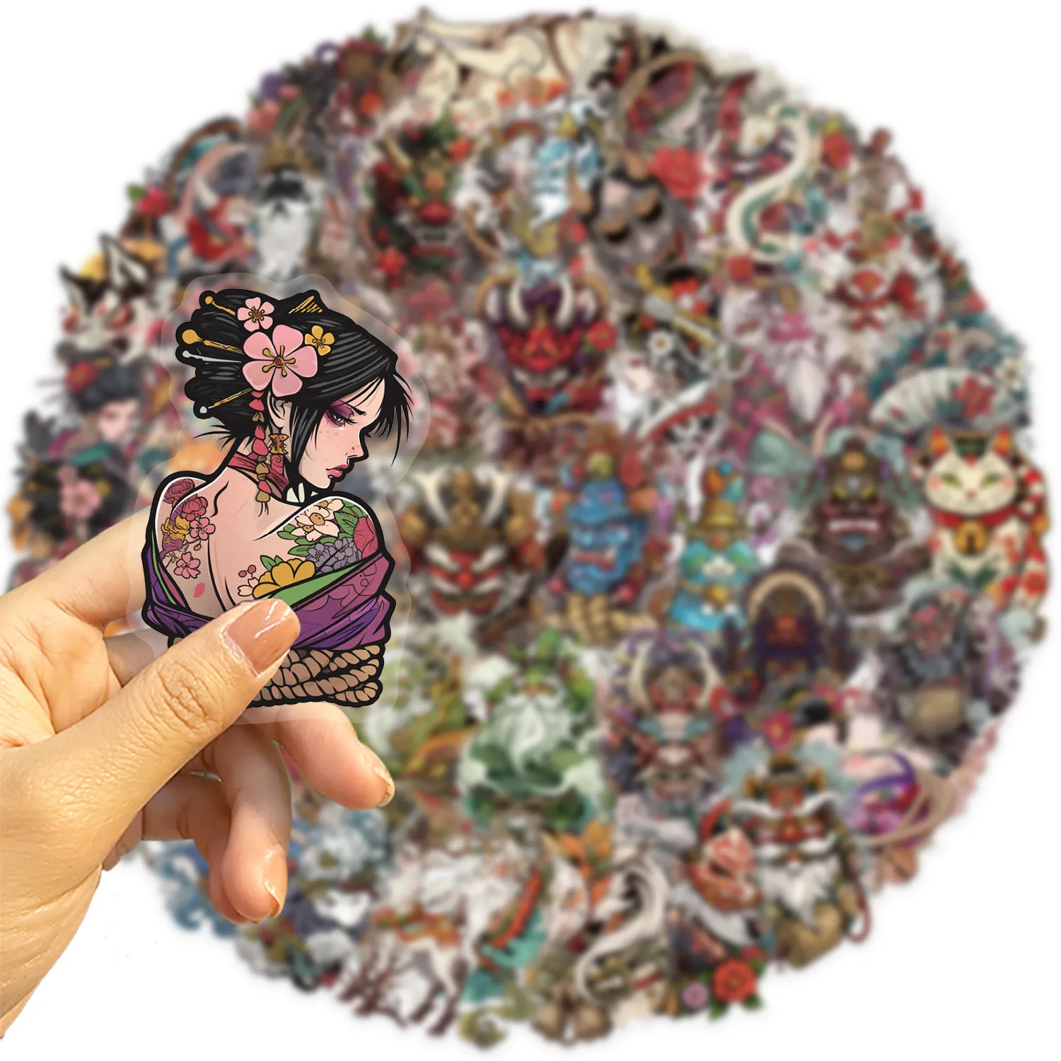 50/100 قطعة من ملصقات فن الوشم اليابانية الشفافة - شارات PET مقاومة للماء لتزيين القصاصات والجيتار والكمبيوتر المحمول