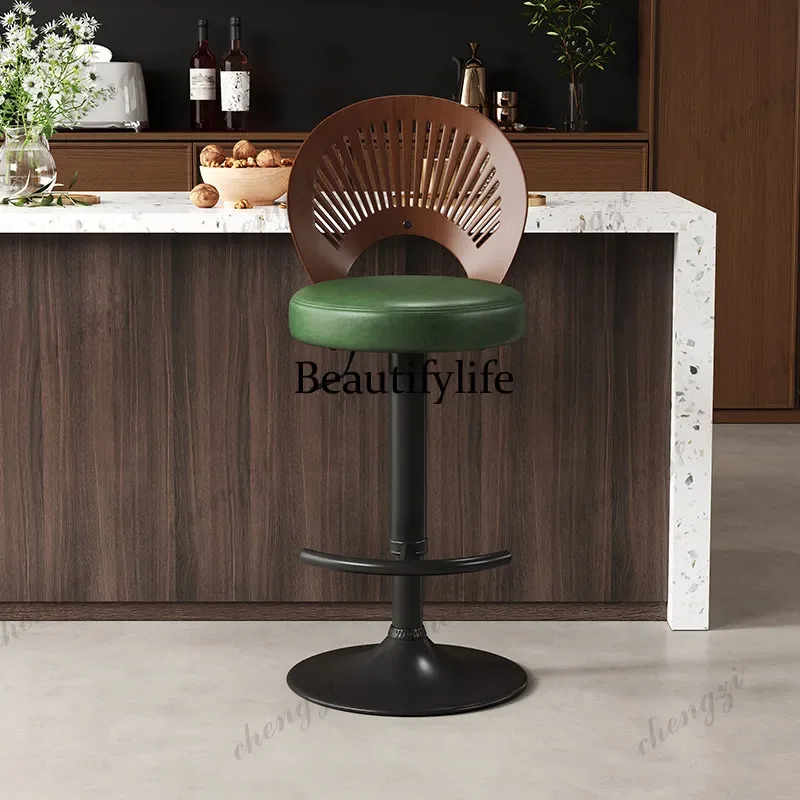 A4567 Modern solid wood backrest bar chair swivel lift chair, used home front desk high stool