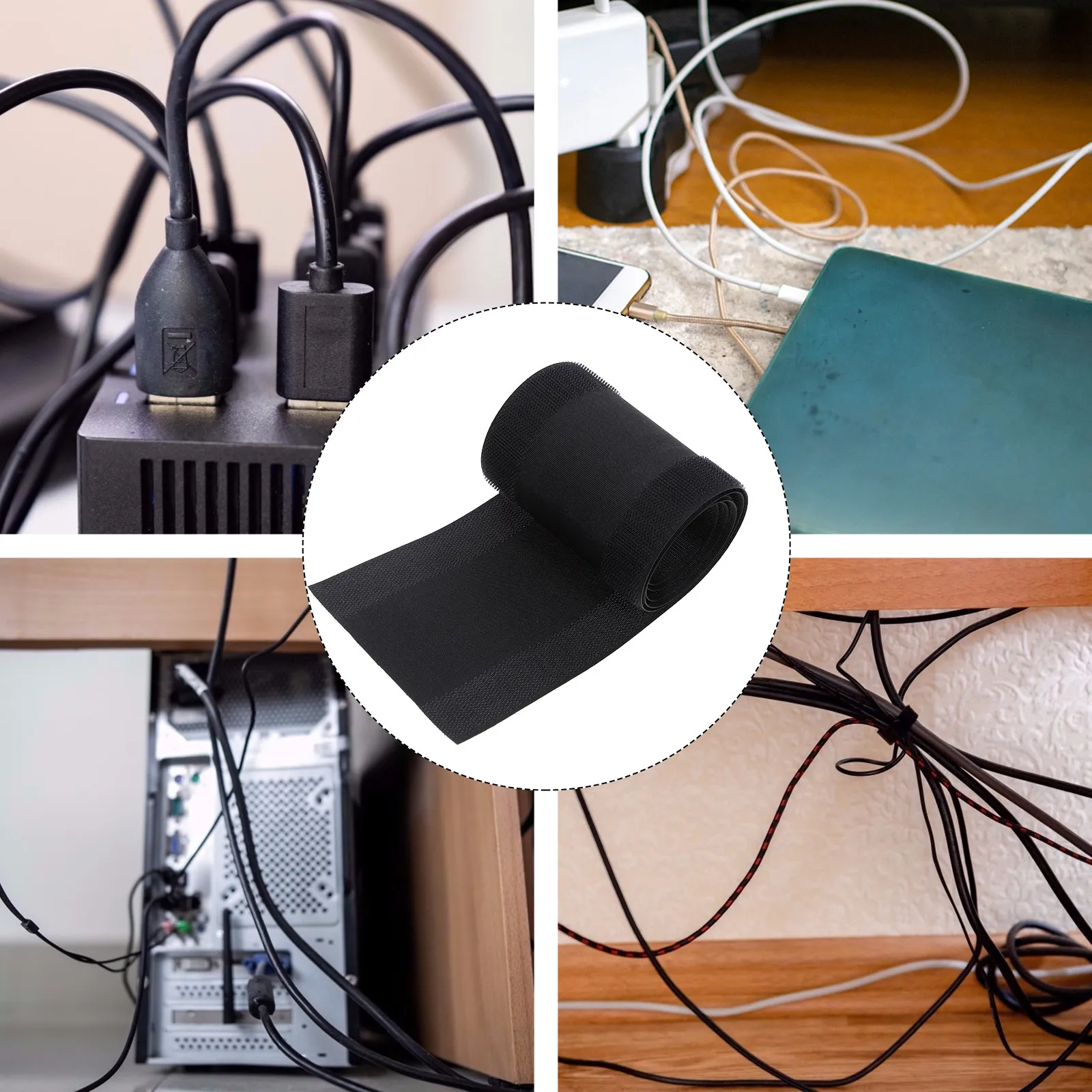 2Pcs Floor Cord Covers Organizer Floor Cable Protectors For Office Worker Strap Nylon Polyester Flexible Extendable