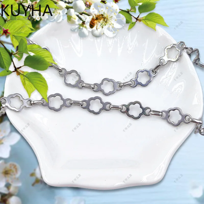 Punk Floral Fishbone Silver Color Choker Metal Jewelry Fiding Accessories Stainless Steel Handmade Chain Necklace for Women Men
