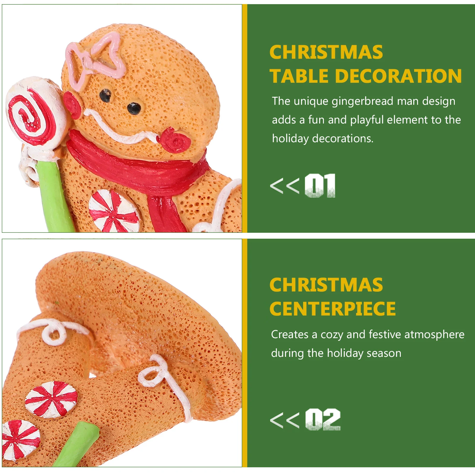 

Christmas Gingerbread Man Resin Ornament Cute Xmas Table Decoration Christmas Miniature Gingerbread Man Holiday Centerpiece