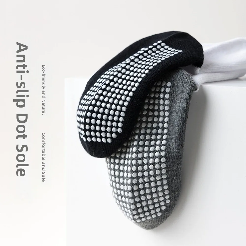 

5Pairs Mid Tube Kids Anti-Slip Socks Non-Slip Gripper Solid Cotton Children's Floor Socks Breathable Sticky