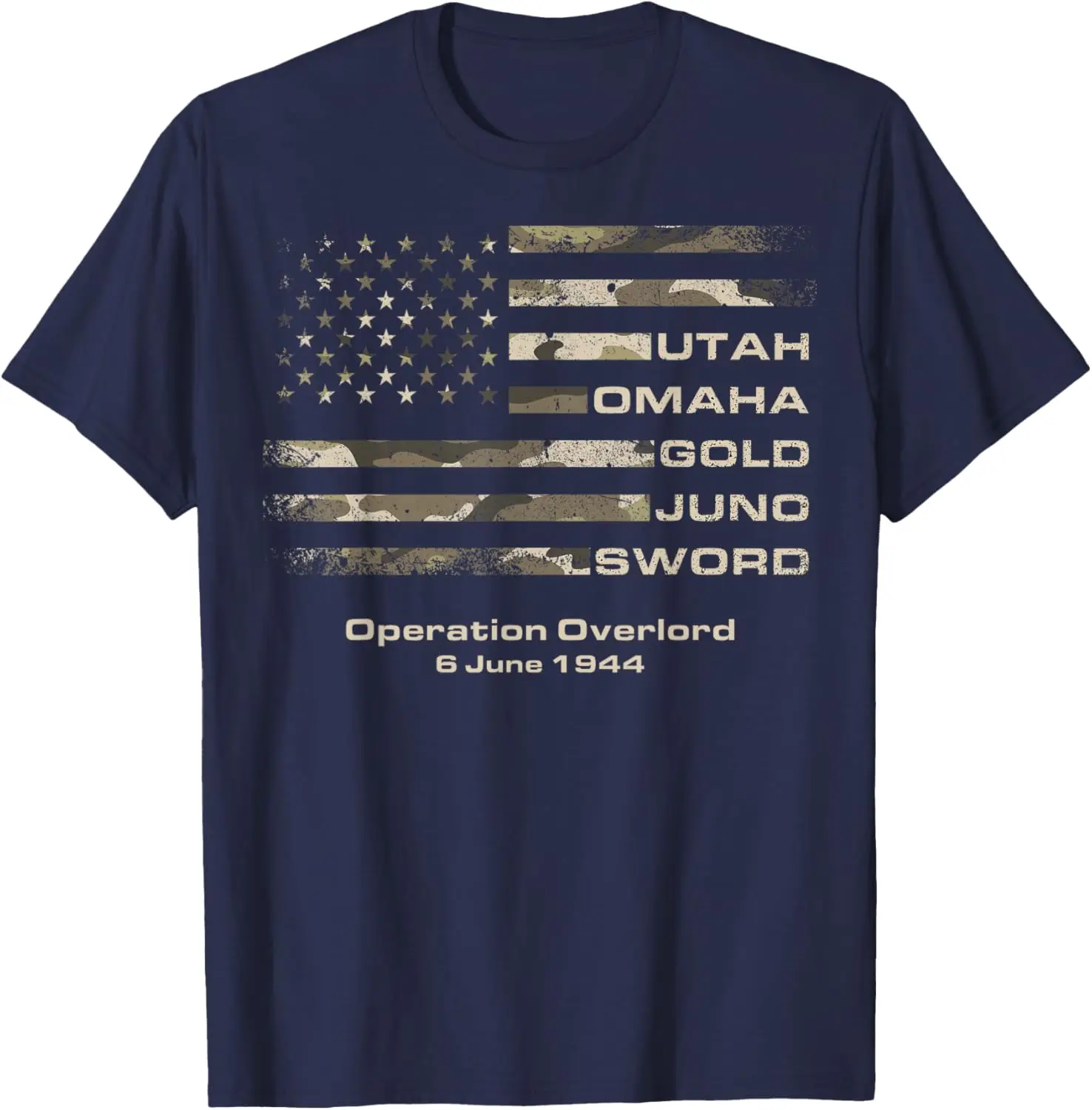 D-Day 82nd Anniversary Normandy D-Day Beaches USA Camo Flag T-Shirt Cotton Women Men Summer Short Sleeve Tee Graphic T Shirts