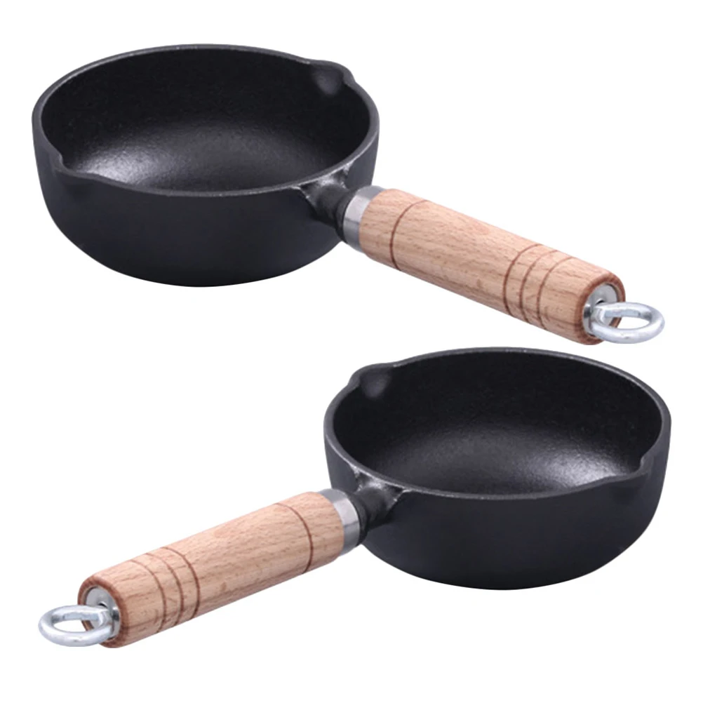 

2 Pcs Mini Cast Iron Pan Even Heating Oil Spout Design Multifunctional Kitchen Tool Mini Omelet Pan Small Melting Pot