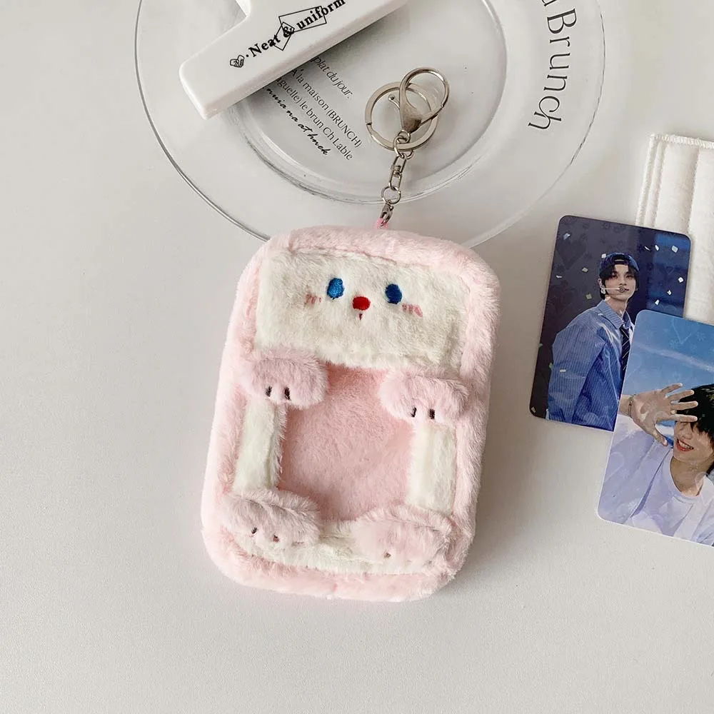Korean Style Idol Cartoon Photocard Holder Cat Pig Yellow Duck Bear with Keychain Pendant Animal Card Cover Card Sleeve Kawaii