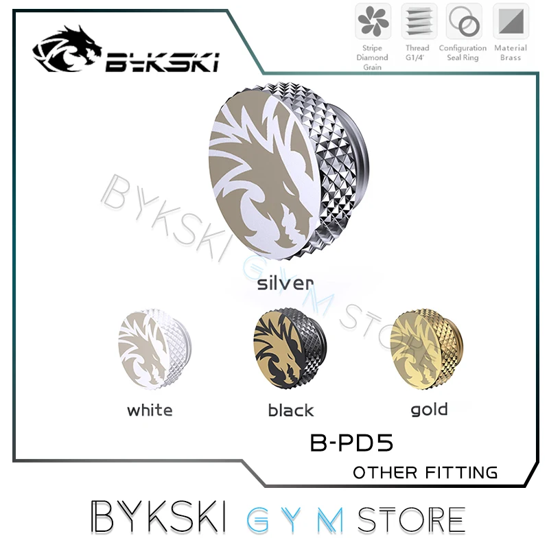 Bykski Water Cooling Stop Plug Fitting, Hand-tighten G1/4'' Frost Dragon Series Flat End Cap, 7 Colors, B-PD5