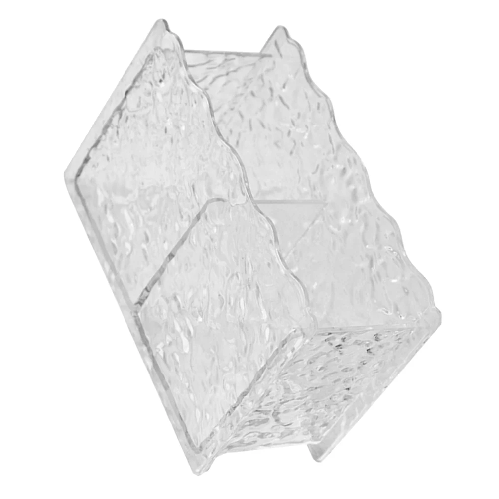 

Transparent Pen Holder Plastic Desk ganizer Vertical Pencil Brush Storage Controller Large Capacity Ice Pattern Clear Body Home